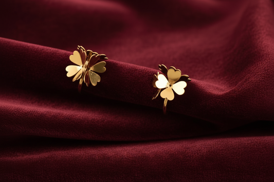 Golden Clover Stud Earrings