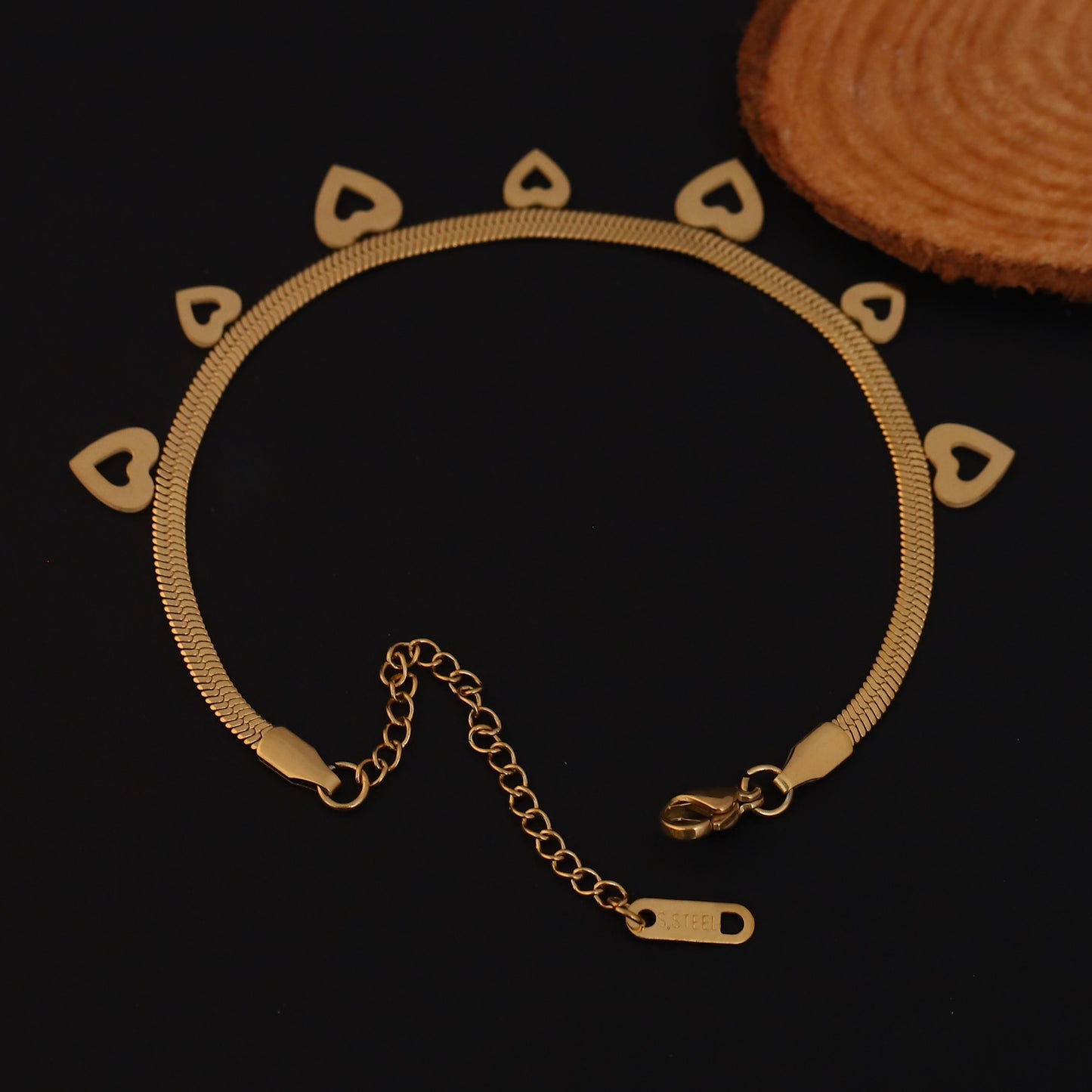 Elora Hollow Heart Charm Gold-Plated Bracelets