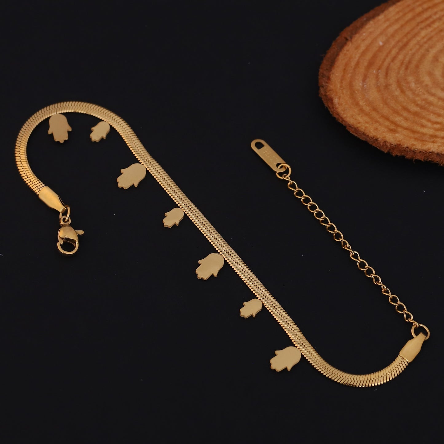 Elora Gold Plated Hamsa Hand Charm Bracelet