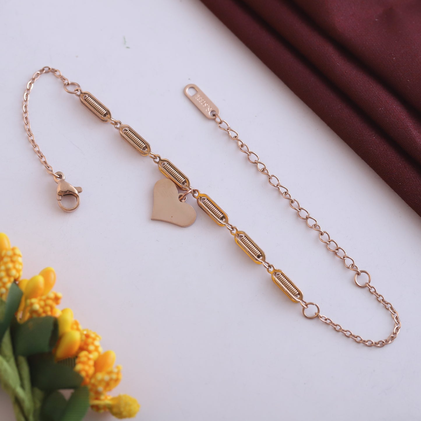 Elora Rose Gold Heart Charm Bracelet