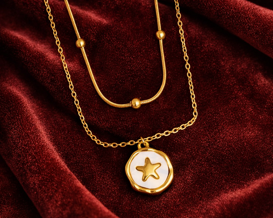 Elora gold plated Celestial Star Layered Set Necklace