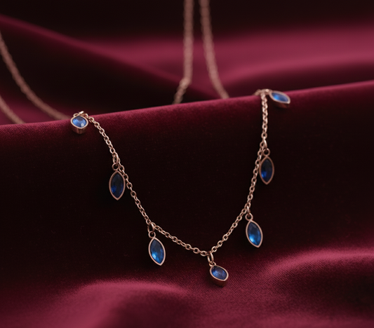 Elora Elegant Blue Crystal Drop Necklace