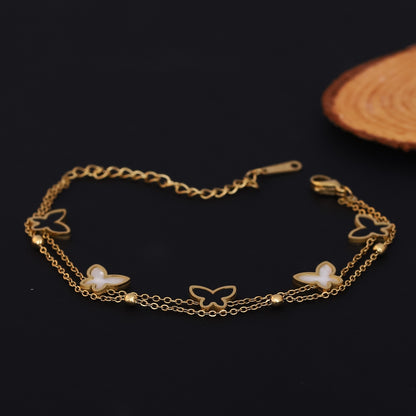 Elora Flutter Grace Dual Chain Bracelet – Pearl Butterfly Edition