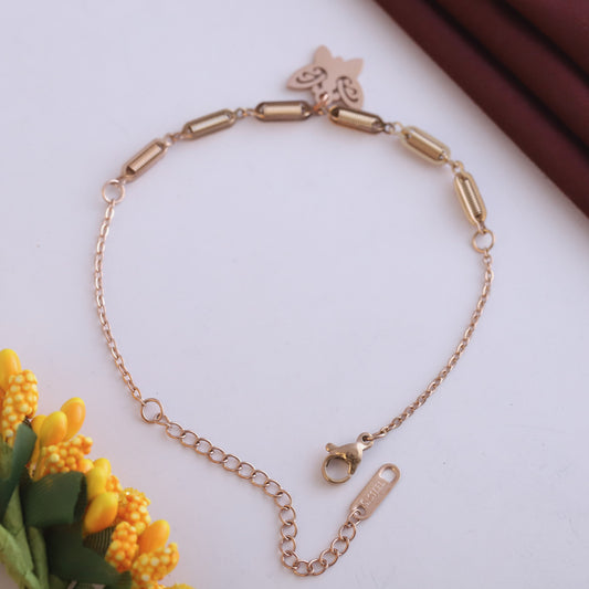 Elora Elegant Rose Gold Butterfly Charm Bracelet