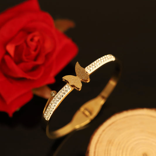 Elora Golden Butterfly Charm Crystal Bracelet