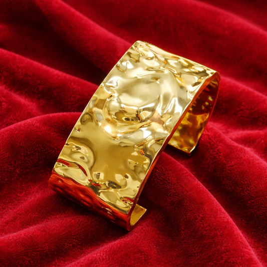 Elora Gold Plated Molten Square Gold Cuff Bracelet