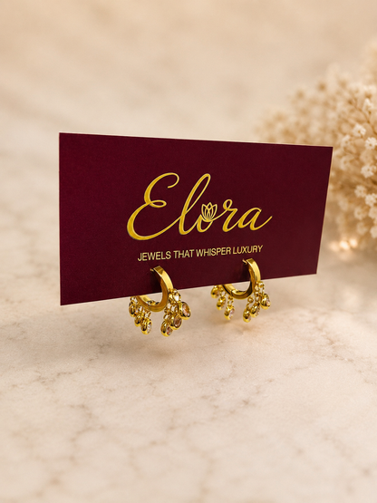 Elora Dewdrop Cascade Shimmer Hoop Earrings