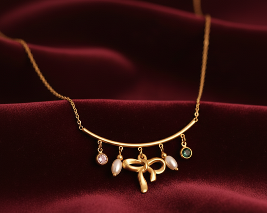 Elora 18k Gold Plated Charm Bow Drop Necklace