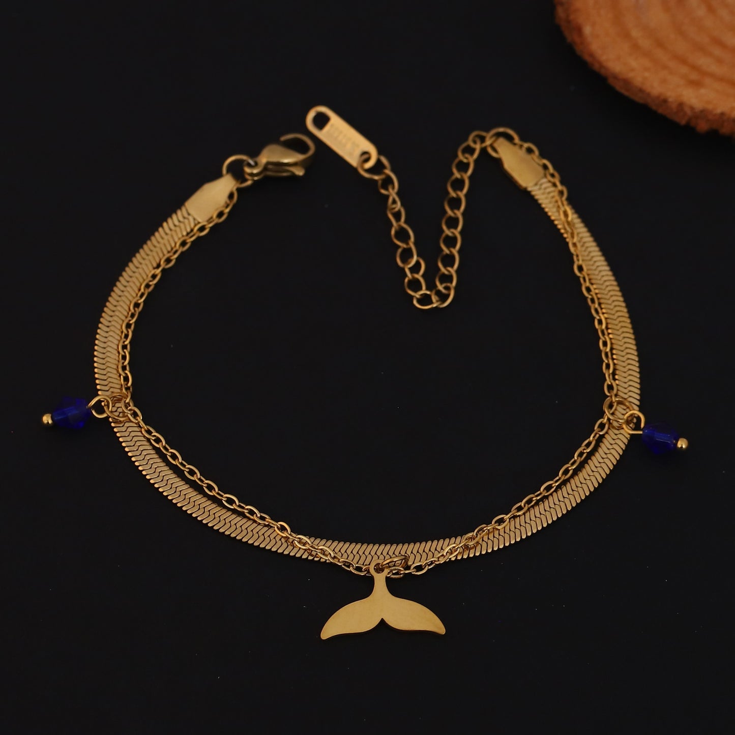 Elora Ocean Charm Dual Chain Bracelet – Blue Wave Edition