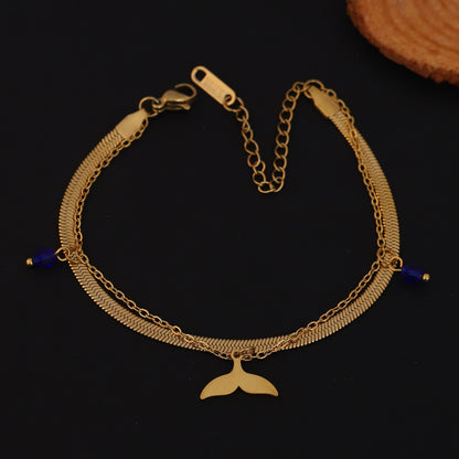 Elora Ocean Charm Dual Chain Bracelet – Blue Wave Edition