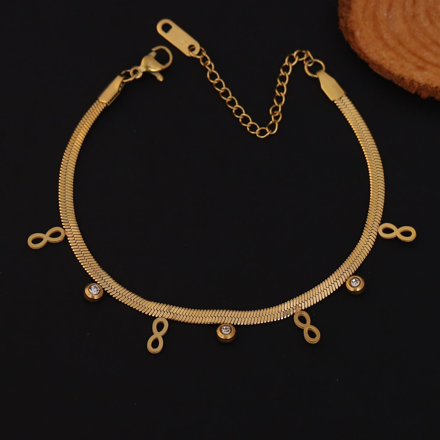 Elora Infinity Charm Gold-Plated Bracelets with Sparkling Stones