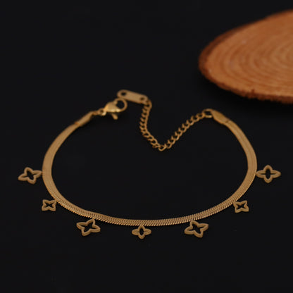 Elora Butterfly Motif Gold-Plated Herringbone Bracelets