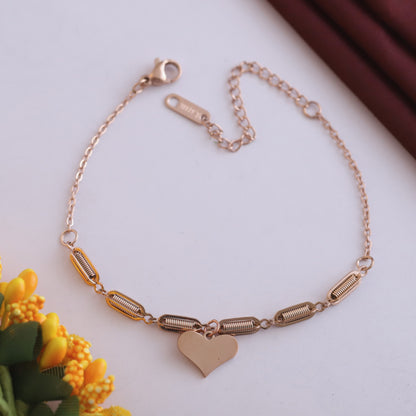 Elora Rose Gold Heart Charm Bracelet