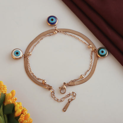 Elora Rose Gold Evil Eye Charm Bracelet