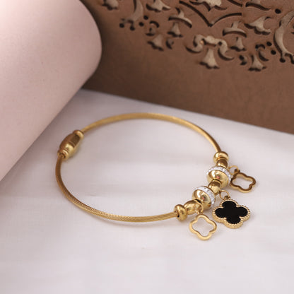 Elora Luxe Clover Charm Gold-Plated Cable Bracelets