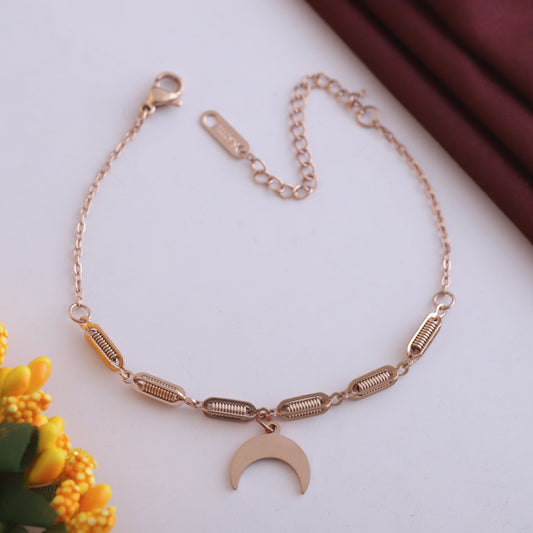 Elora Rose Gold Crescent Moon Charm Bracelet