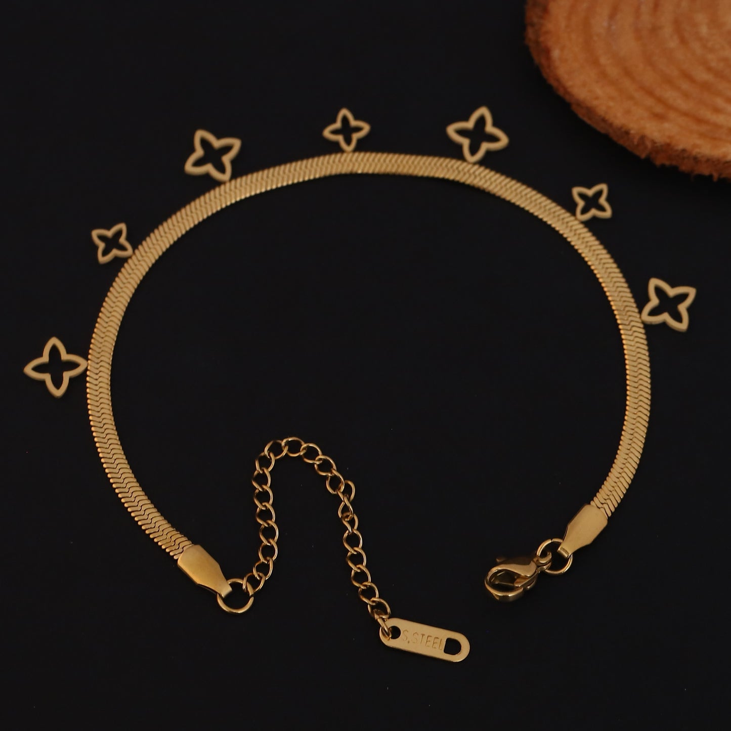 Elora Butterfly Motif Gold-Plated Herringbone Bracelets