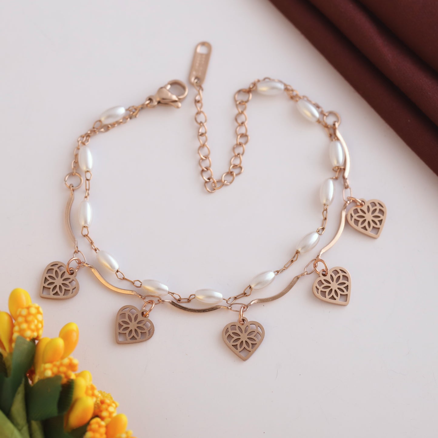 Elora Rose Gold Heart Charm bracelets