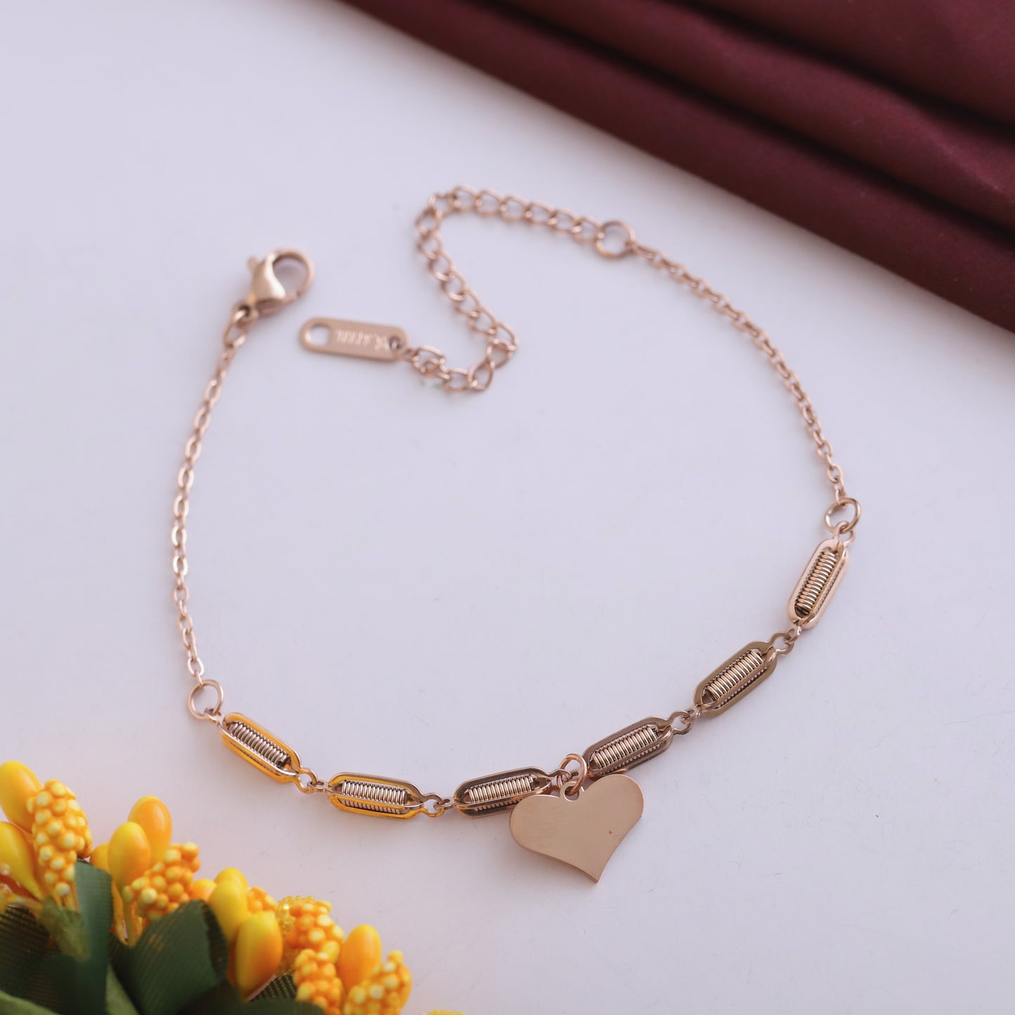 Elora Rose Gold Heart Charm Bracelet