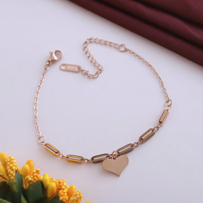 Elora Rose Gold Heart Charm Bracelet