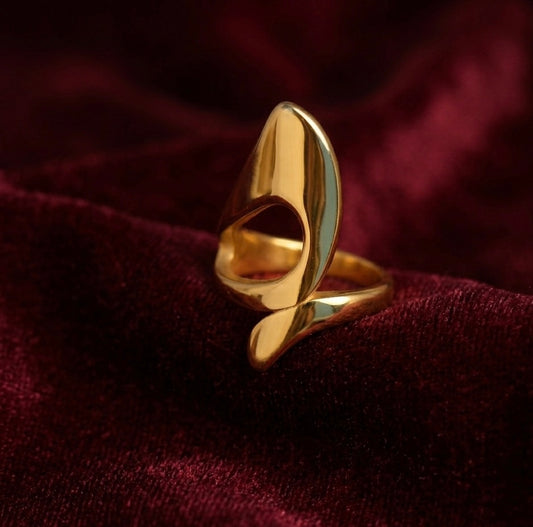 Elora Gold Plated Sculpted Wave Statement Ring