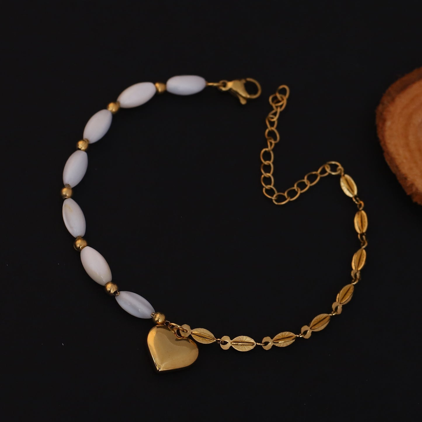 Elora Dual Style Golden Heart Charm Bracelet