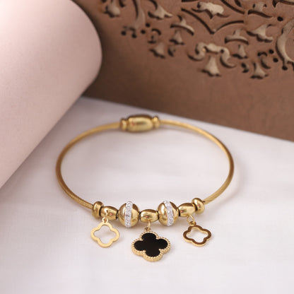 Elora Luxe Clover Charm Gold-Plated Cable Bracelets