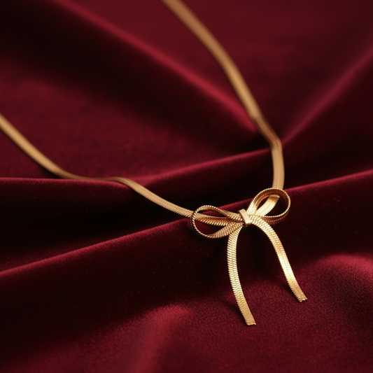 Elora 18K Gold Plated  Bow Heart Necklace