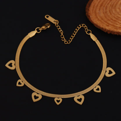 Elora Hollow Heart Charm Gold-Plated Bracelets