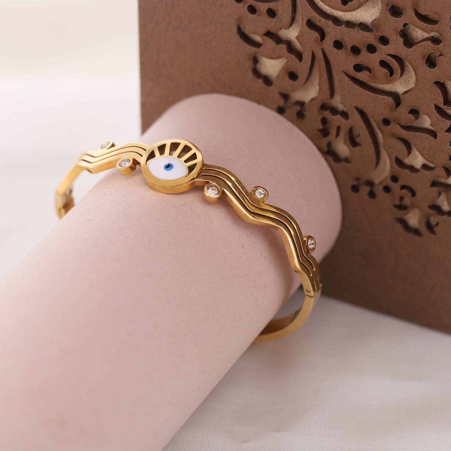 Elora Divine Shield Evil Eye Gold-Plated kada Bracelets