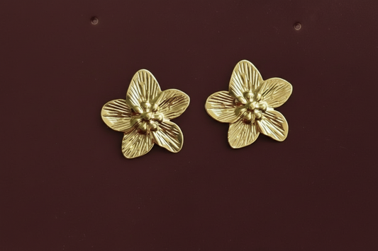 Gold Plated Hibiscus Flower Earrings