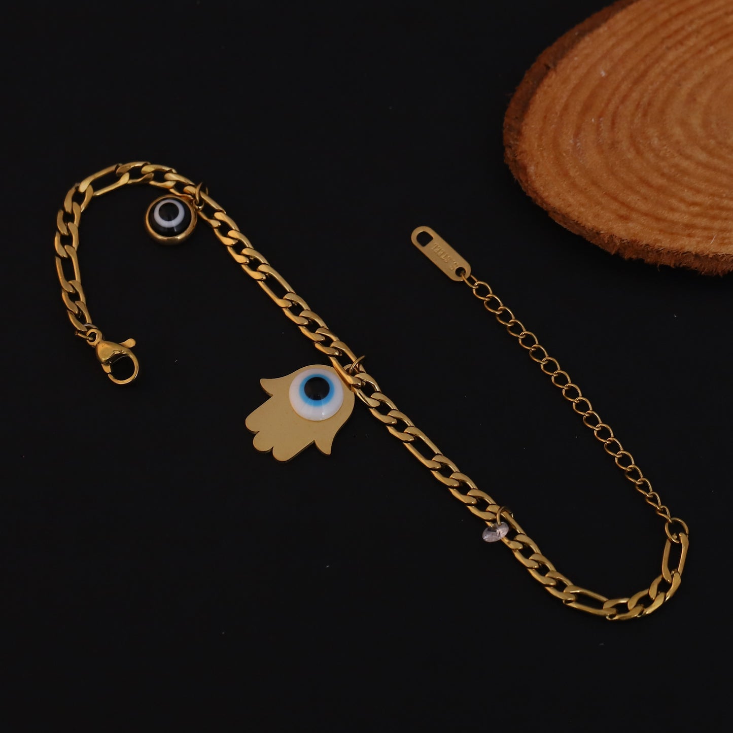 Elora Gold Plated Evil Eye Hamsa Hand Protection Bracelet