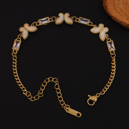 Elora Crystal Wings Butterfly Bracelet – Ivory Shine Edition