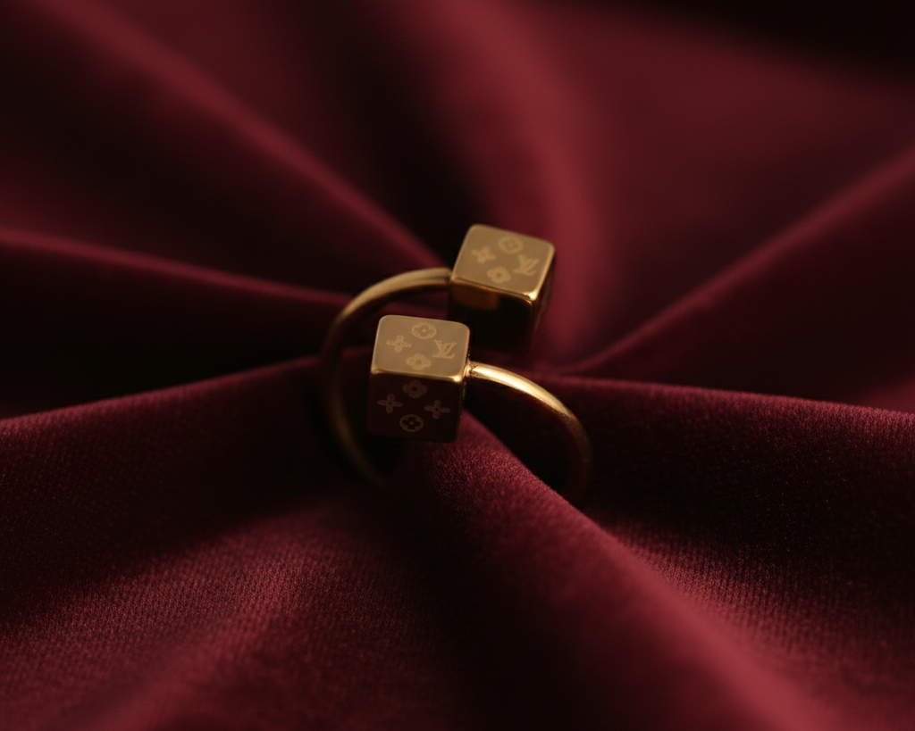Elora Monogram Cube Wrap Ring (Designer Inspired)