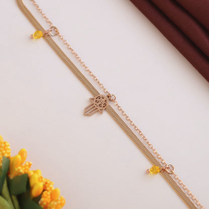 Elora Rose Gold Hamsa Hand Charm Bracelet