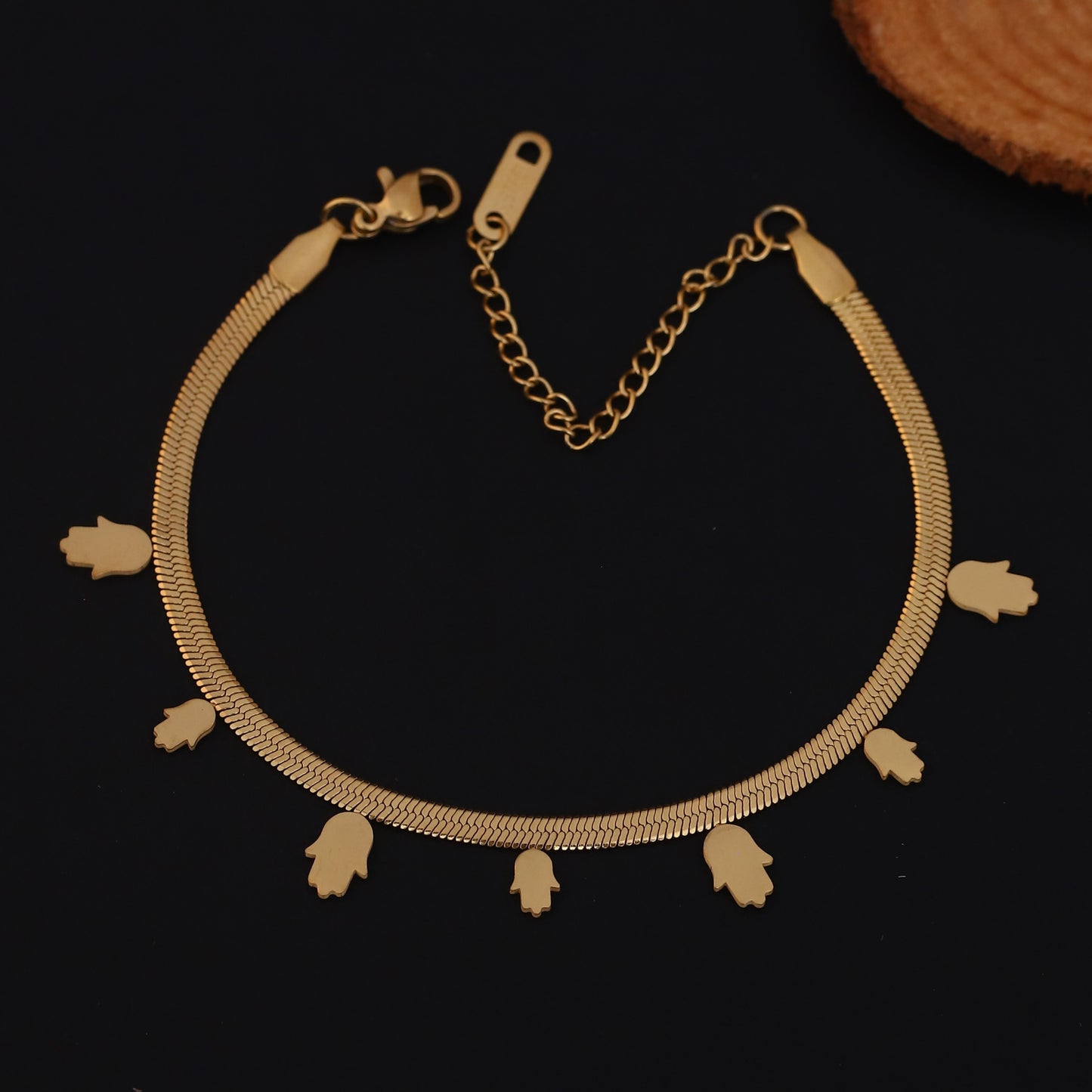 Elora Gold Plated Hamsa Hand Charm Bracelet