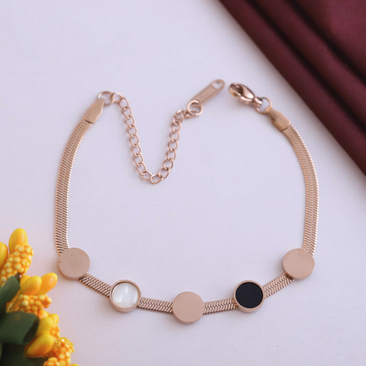 Elora Rose Gold Plated Minimalist Disc Charm Bracelet