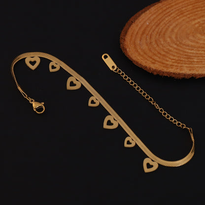 Elora Hollow Heart Charm Gold-Plated Bracelets