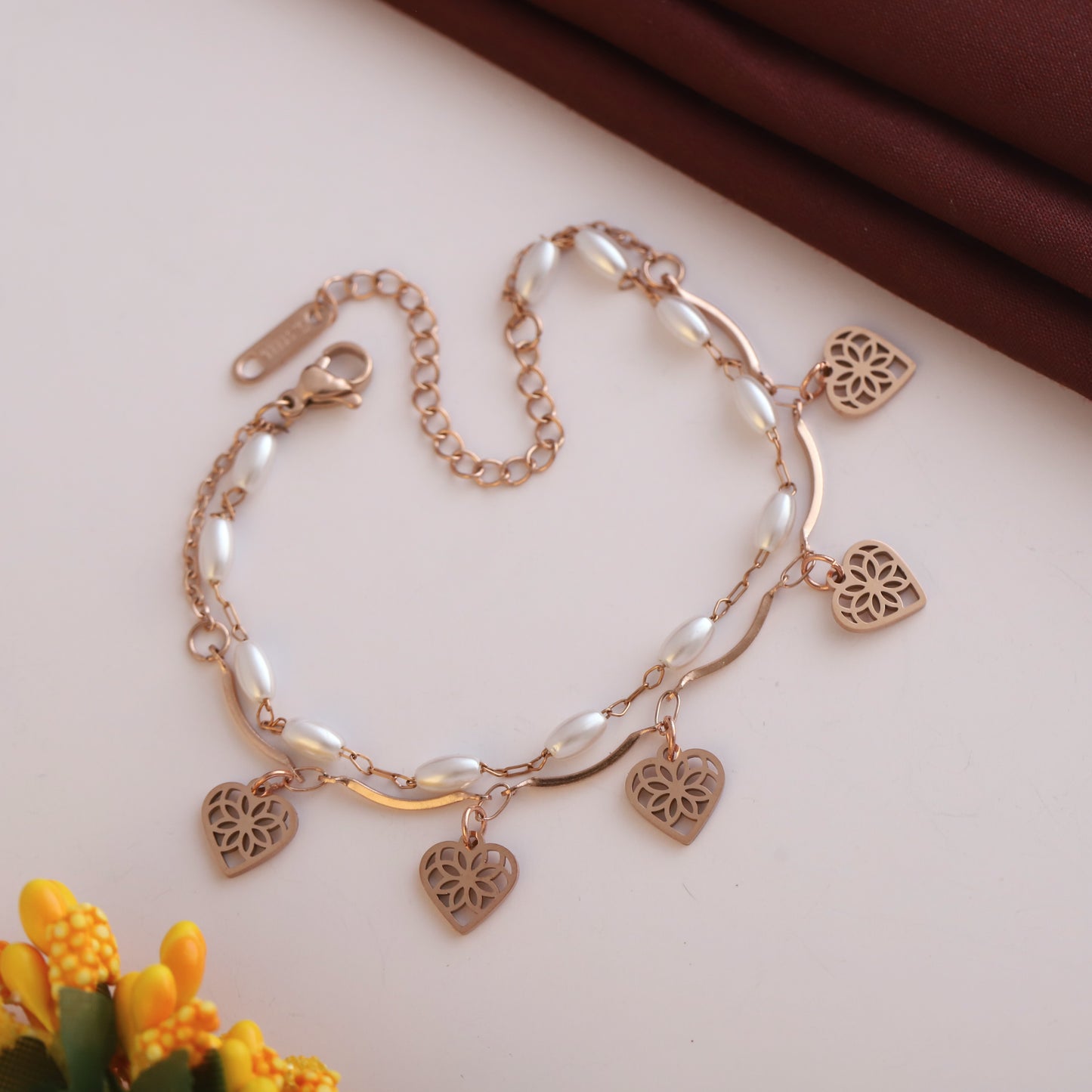 Elora Rose Gold Heart Charm bracelets