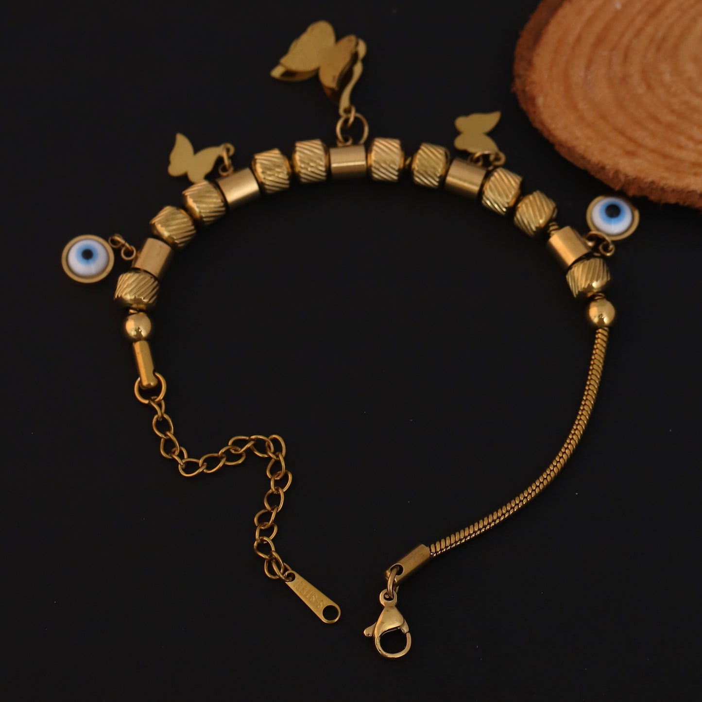 Elora Gold Plated  Evil Eye & Butterfly Charm Bracelet