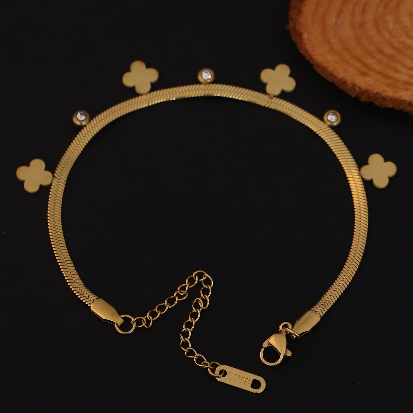 Elora Clover Charm Bracelet with CZ Accents