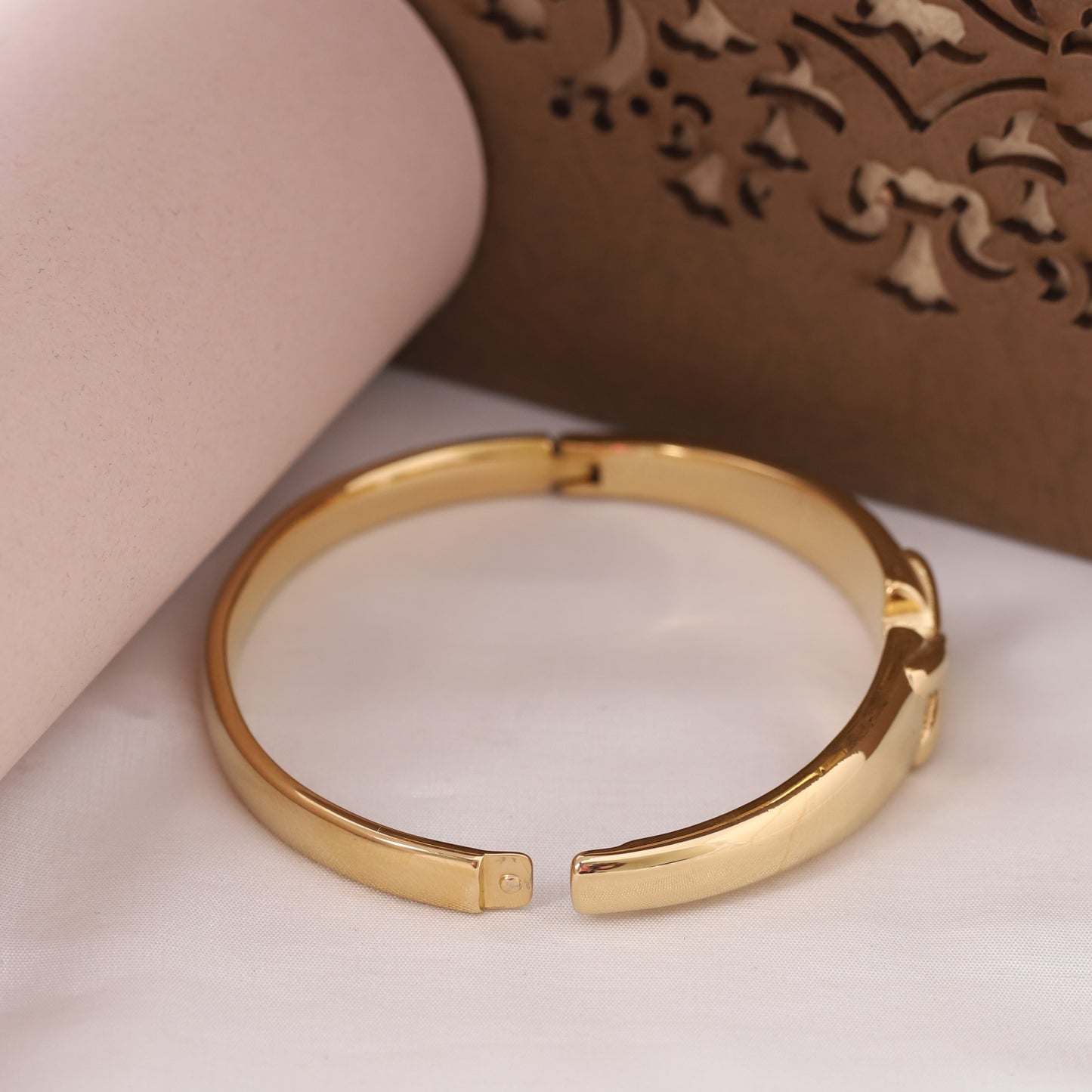 Elora Gold Plated Grace Cross-Knot Bangle