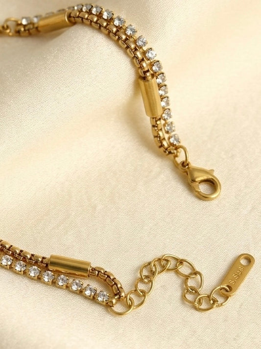 Elora Gold plated Celestial Double Layer Tennis Bracelet