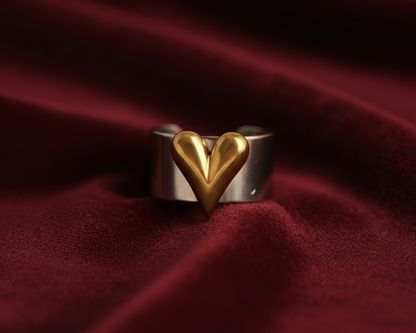 Elora Gold Plated Volumetric Heart Cuff Ring