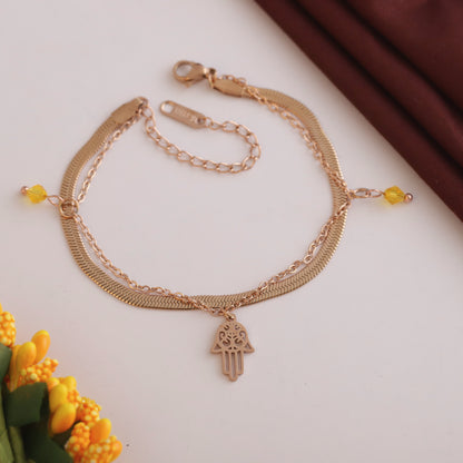 Elora Rose Gold Hamsa Hand Charm Bracelet