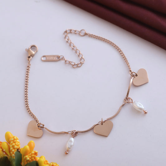 Elora Rose Gold Plated Heart & Pearl Charm