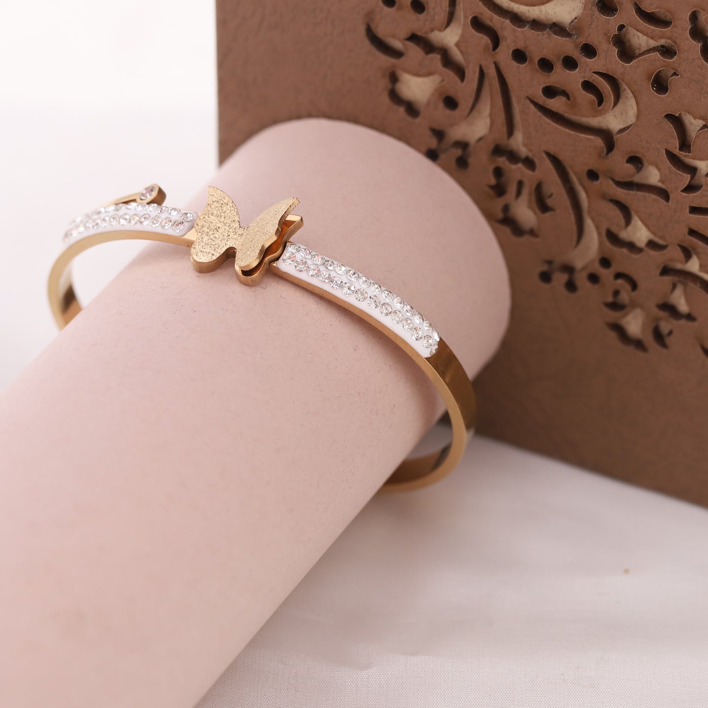 Elora Golden Butterfly Charm Crystal Bracelet