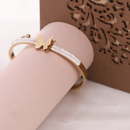 Elora Golden Butterfly Charm Crystal Bracelet