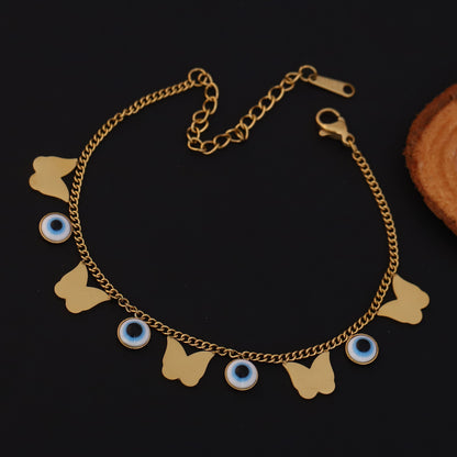 Elora Golden Butterfly & Evil Eye Charm Bracelet
