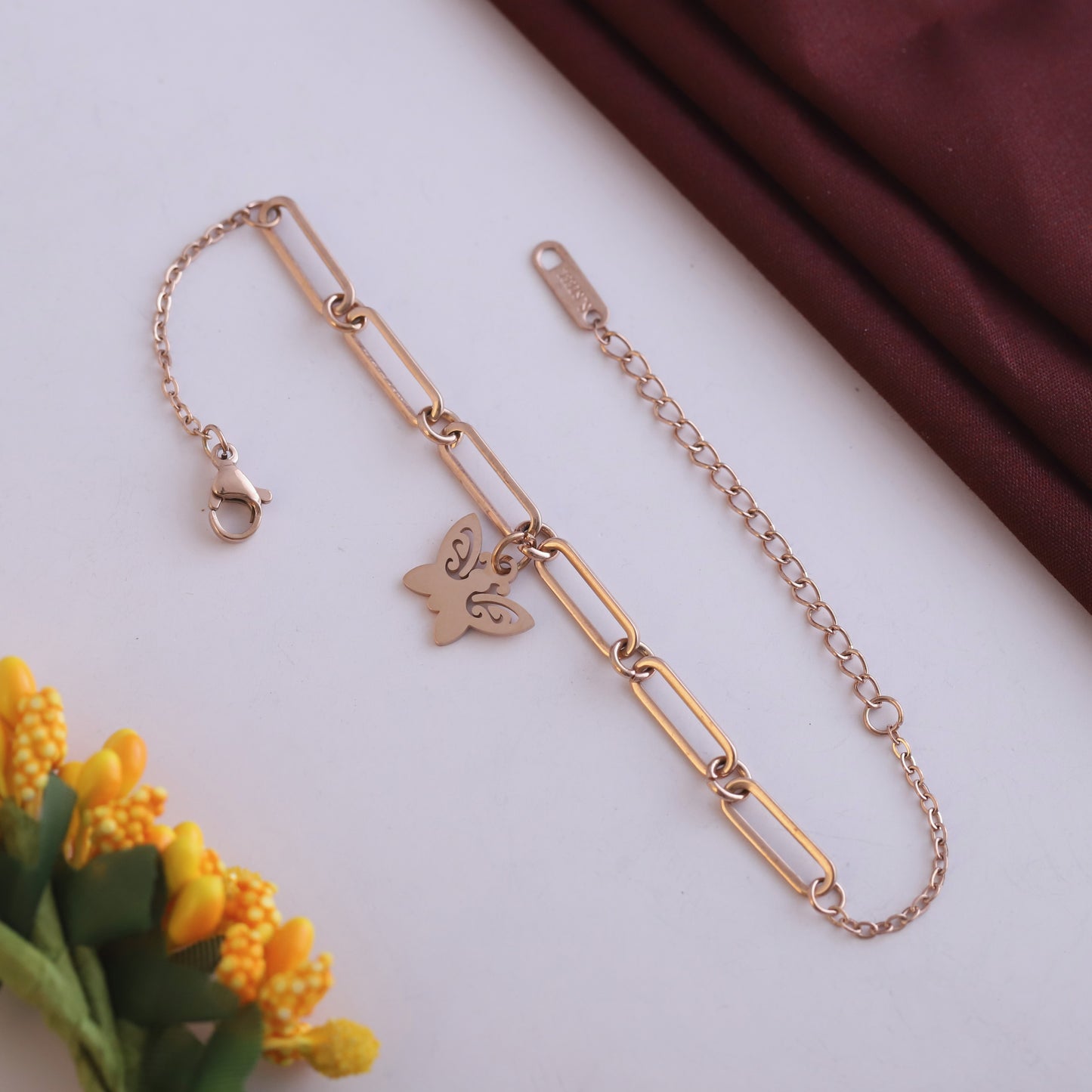 Elora Rose Gold Butterfly Charm Bracelet